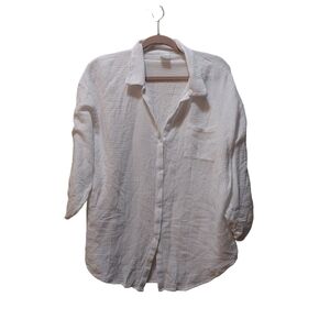 Kona Sol Ladies Long Sleeve Gauze Button Front Top- size M